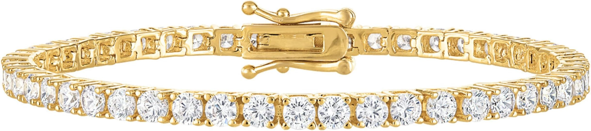 KISPER Tennis Bracelet for Women - 24K White Gold or Gold Plated Round Cut AAAAA CZ, 3mm/4mm Widt... | Amazon (US)