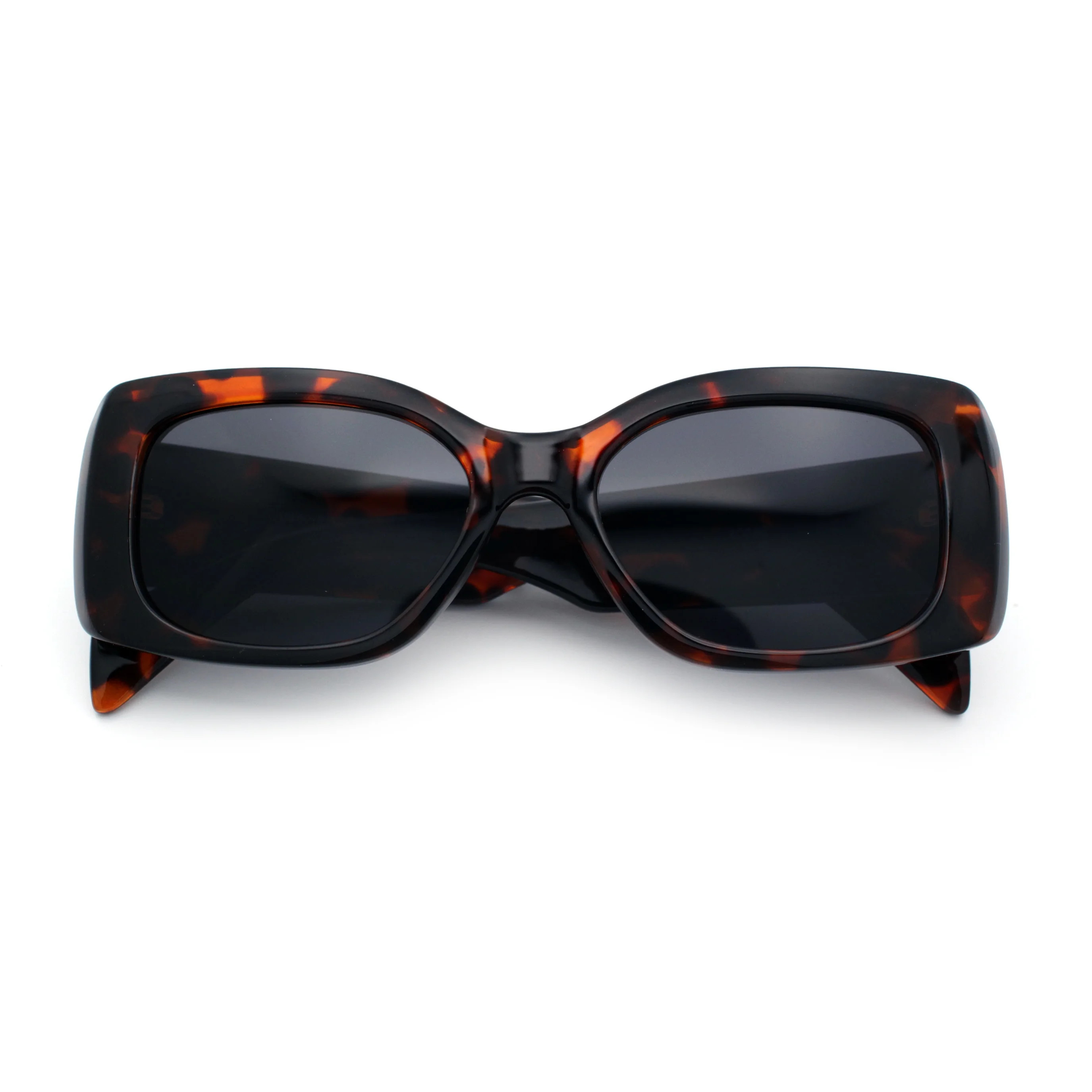 Womens Mod Minimalist Narrow Rectangle Thick Plastic Fashion Sunglasses Tortoise - Black | Walmart (US)