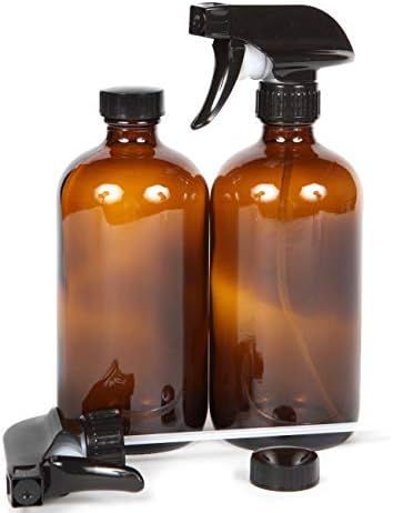 Vivaplex, 2, Large, 16 oz, Empty, Amber Glass Spray Bottles with Black Trigger Sprayers and Lids | Amazon (CA)