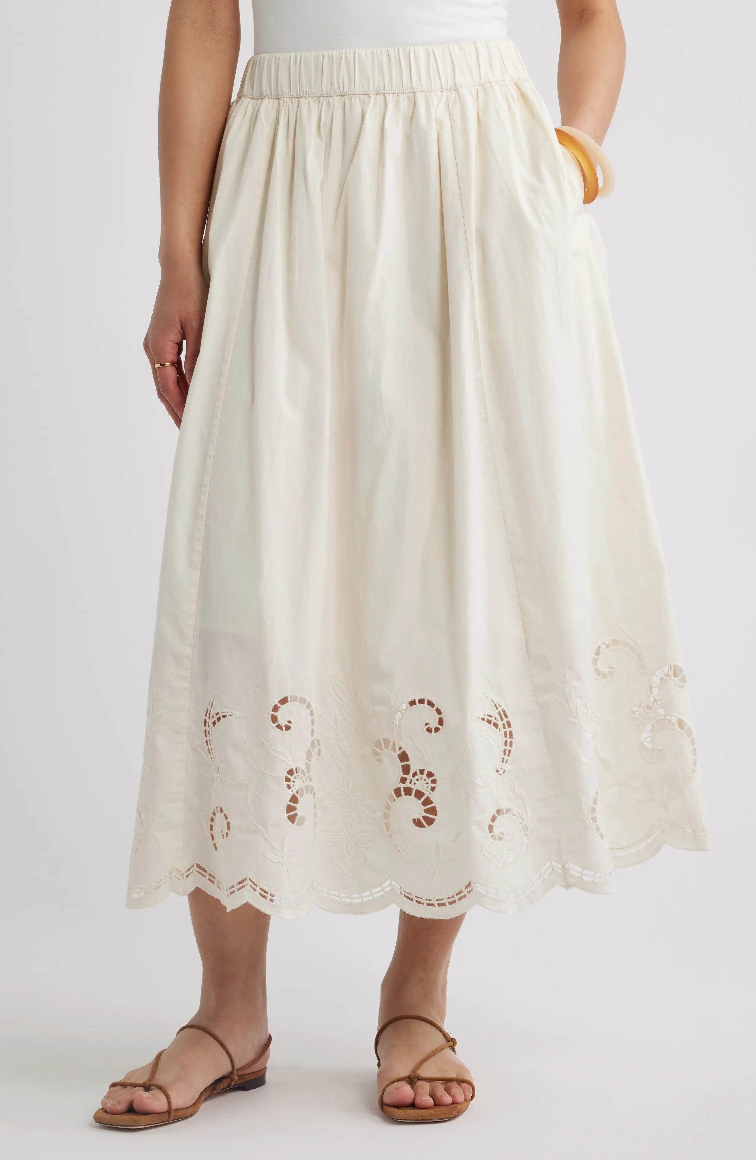 Schiffli Embroidered Midi Skirt (Women) | Nordstrom | Nordstrom