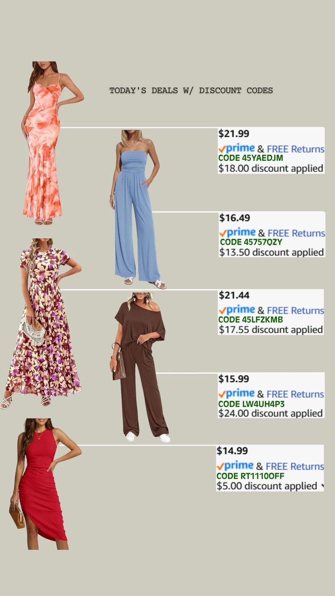 PROMO CODE DEALS ON AMAZON!

Promo codes are entered are on the check out screen where you select payment method. 

Codes & coupons only work for a limited time! If you get an error, it may have maxed the color/size you selected.. so try another one. Sometimes it helps to check out one item at a time! 

SCREENSHOT TO EASILY COPY/PASTE PROMO CODE AT CHECKOUT! 


#LTKFindsUnder50 #LTKSaleAlert #LTKootd