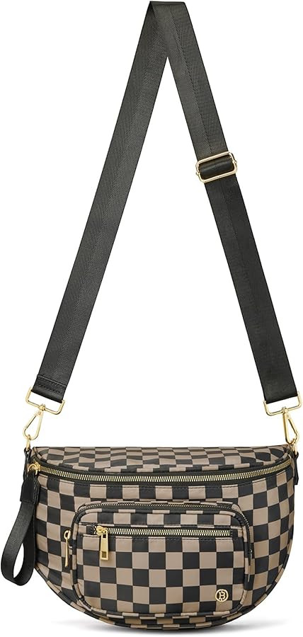 BOSTANTEN Crossbody Bags for Women Cross Body Purse Checkered Bum Bag, Large Diaper Purse for Mom... | Amazon (US)