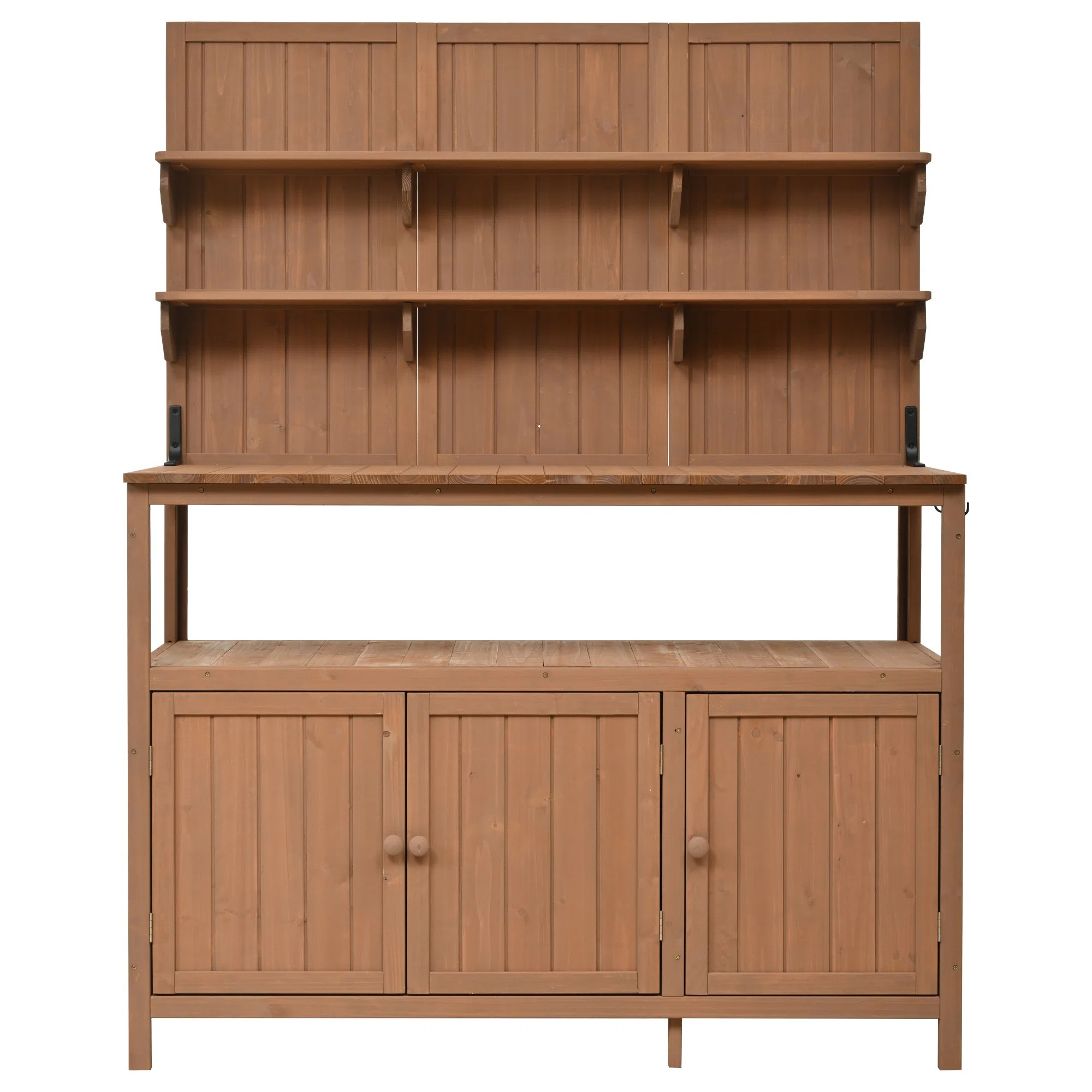 Potting Bench with Hutch, Solid Fir Wood Garden Workstation, Large Countertop, 2 Shelves, 2 Cabin... | Wayfair North America