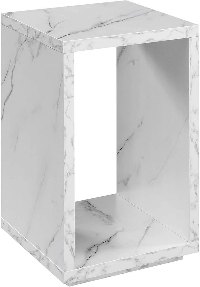 Convenience Concepts Northfield Admiral End Table with Shelf, White Faux Marble | Amazon (US)