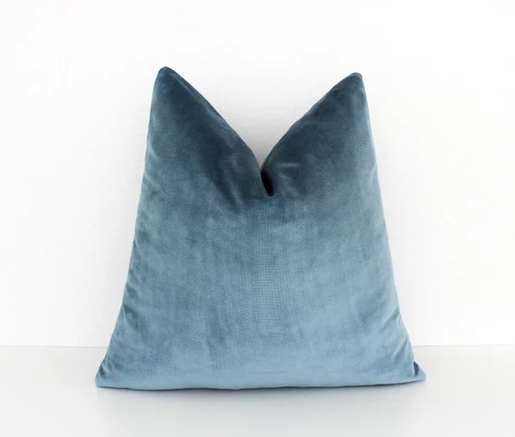 Light Blue Throw Pillow Cover, Blue Velvet Pillow, Lumbar Blue Pillow 12x20 14x20 16x26, Sky Blue... | Etsy (US)