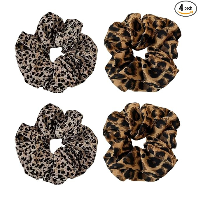 4 Pack Jumbo Scrunchies for Women Leopard Oversized Scrunchies for Thick Hair Ties Accessories | Amazon (US)