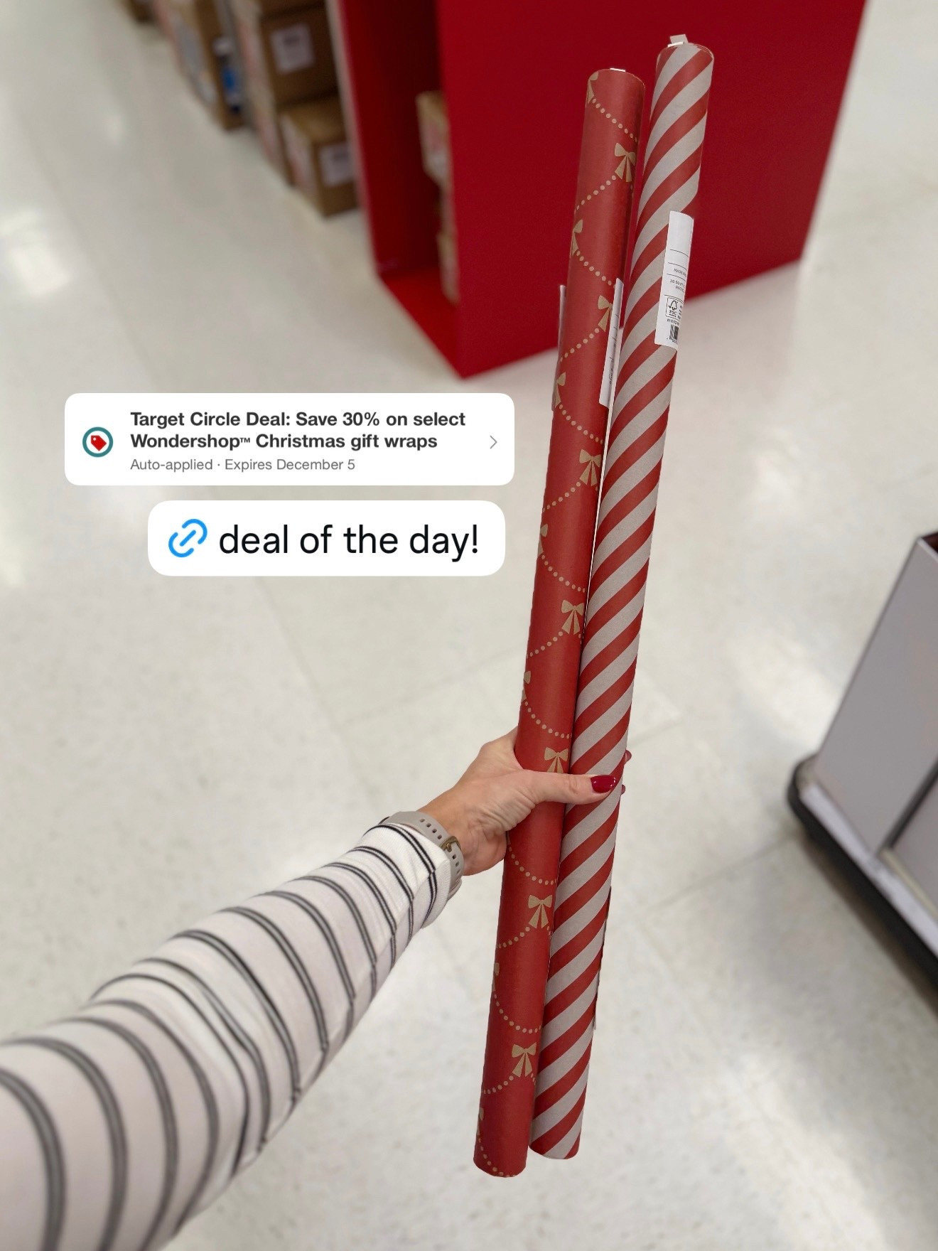 One day deal, save 30% off wrapping paper at Target!

#LTKSaleAlert #LTKGiftGuide #LTKHoliday