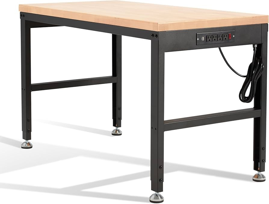 HABUTWAY Height Adjustable Workbench 48" 2000 Lbs Capacity Oak Wood Work Station Heavy-Duty Work ... | Amazon (US)