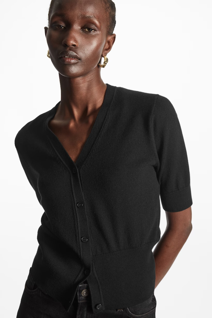 CROPPED SHORT-SLEEVED WOOL CARDIGAN | COS (AU)