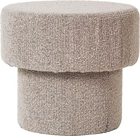 Bloomingville Round Bouclé Fabric Upholstered Pouf, Grey | Amazon (US)