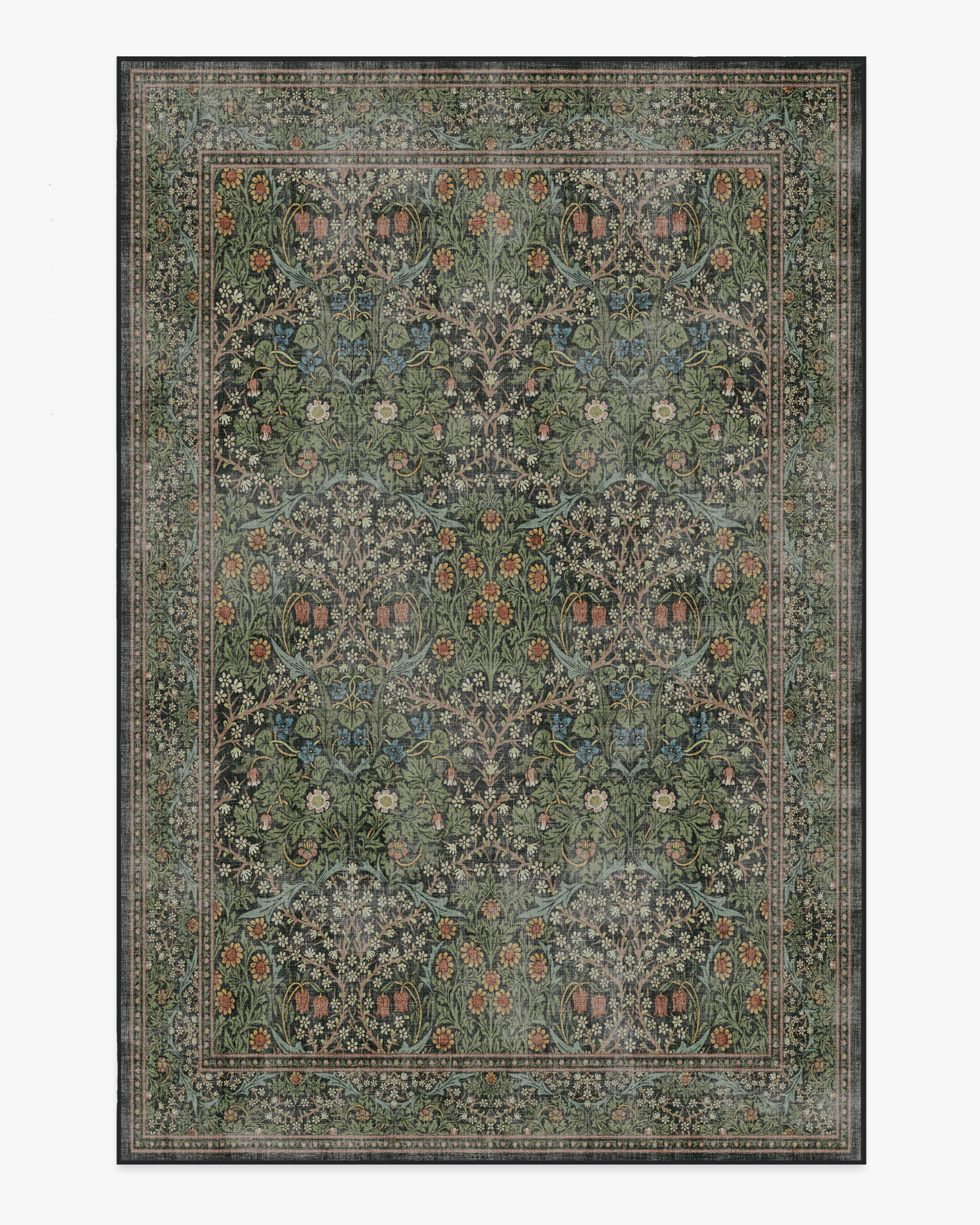 Morris & Co. Blackthorn Forest Green Rug | Ruggable