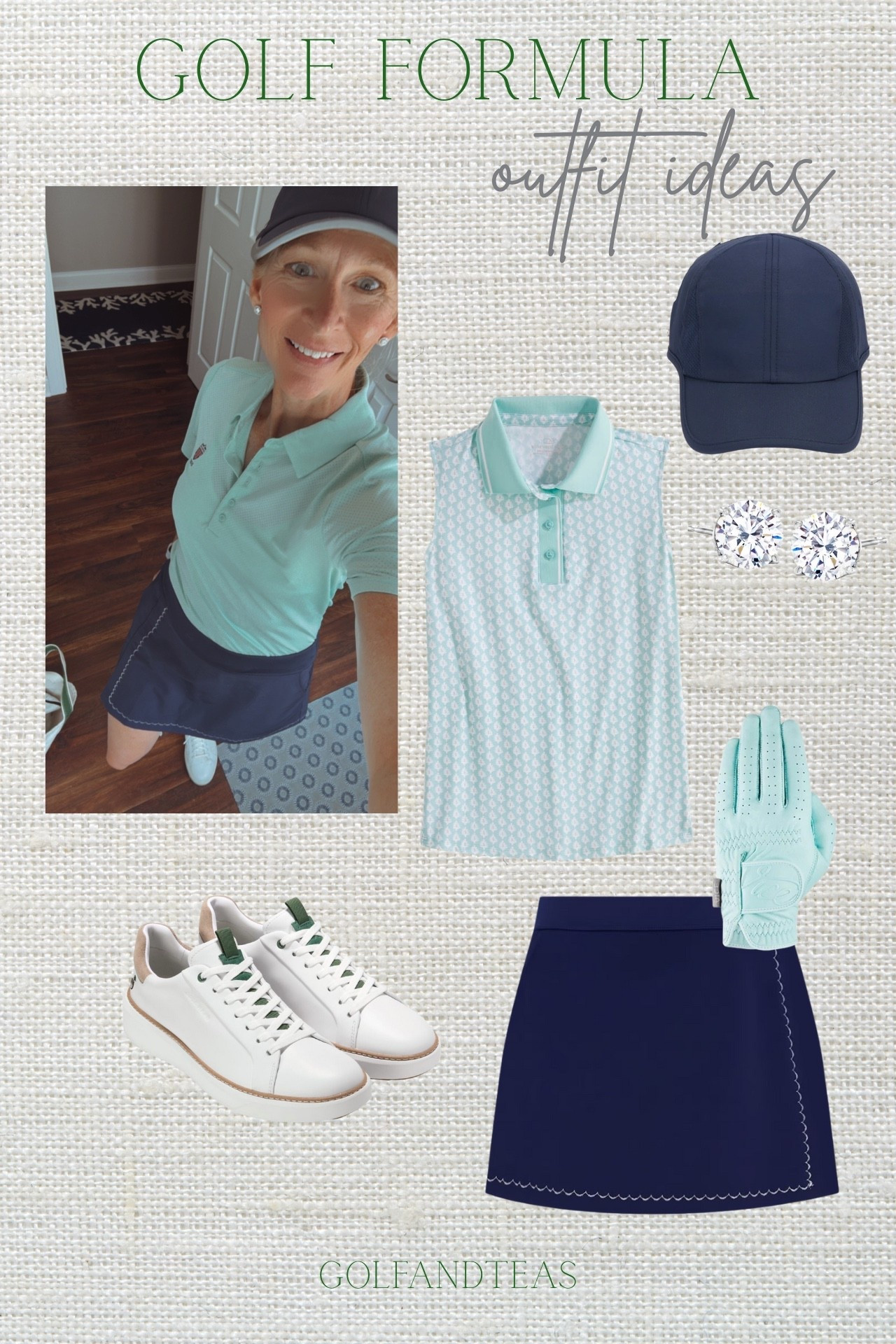 Love this mint green,navy blue combo for the course. This polo is perfect for those hot, humid days  

#LTKSeasonal #LTKOver40 #LTKActive