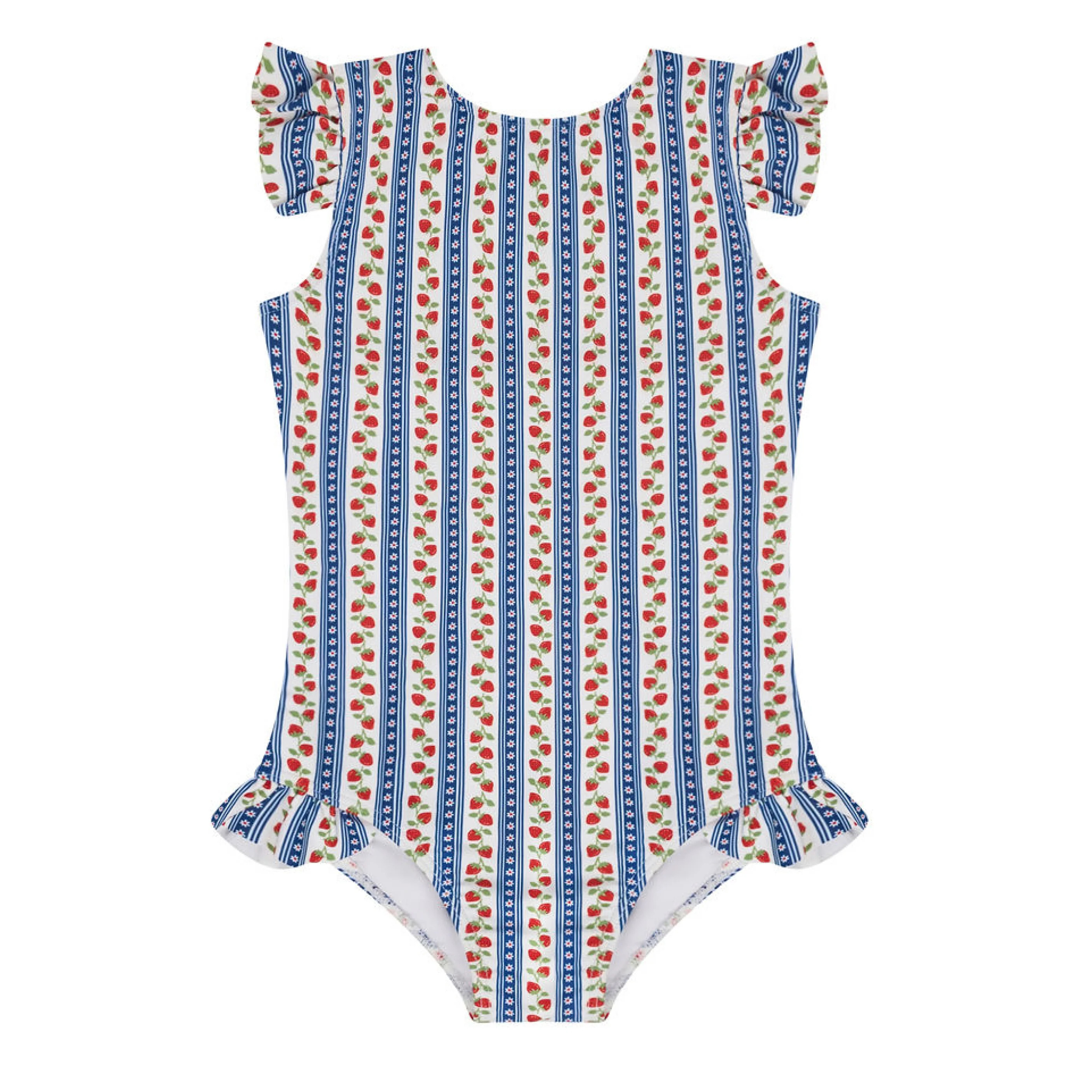 girls strawberry patch ruffle cap sleeve one piece | Minnow