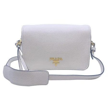 New Prada Flap Vitello Phenix Ivory Leather Cross Body Bag 1BD163 | Walmart (US)