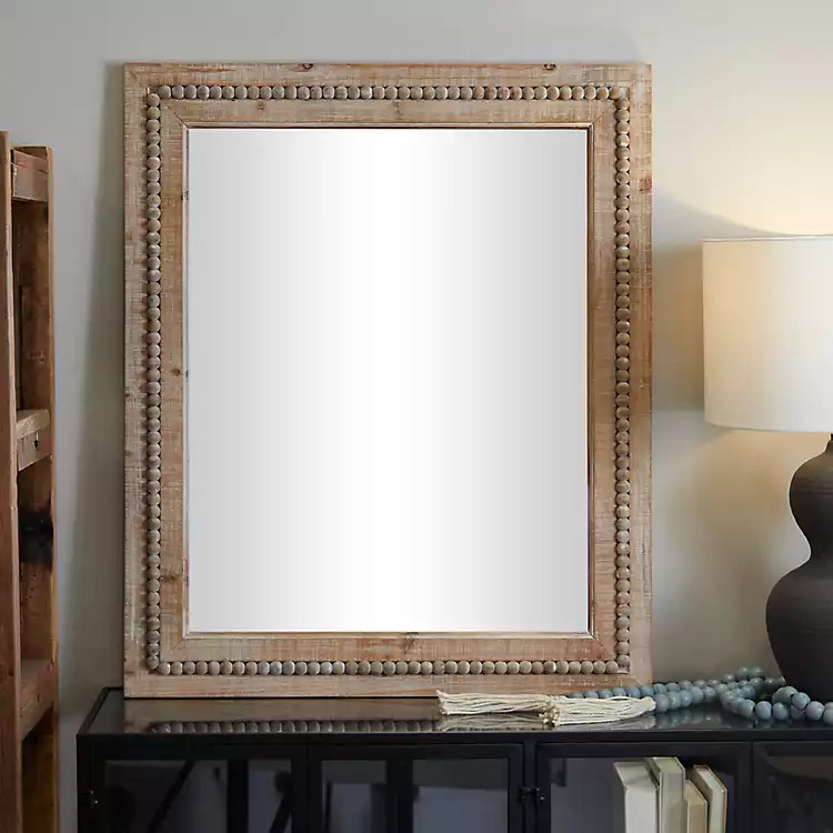 New! Rectangle Distressed Beaded Wall Mirror | Kirkland's Home