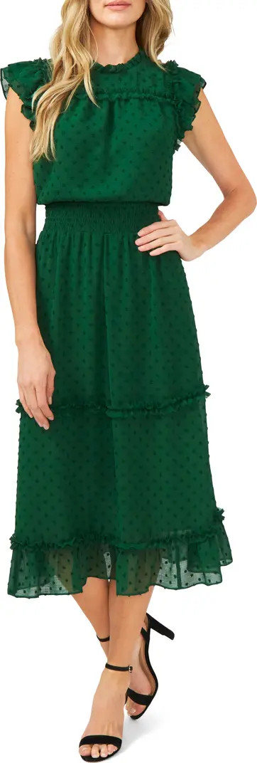 Clip Dot Flutter Sleeve Midi Dress | Nordstrom