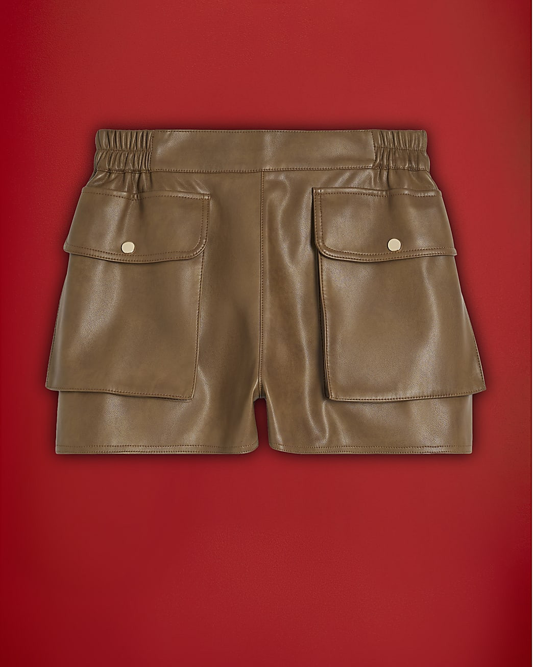 Brown Faux Leather Distressed Pocket Shorts | River Island UK & IE