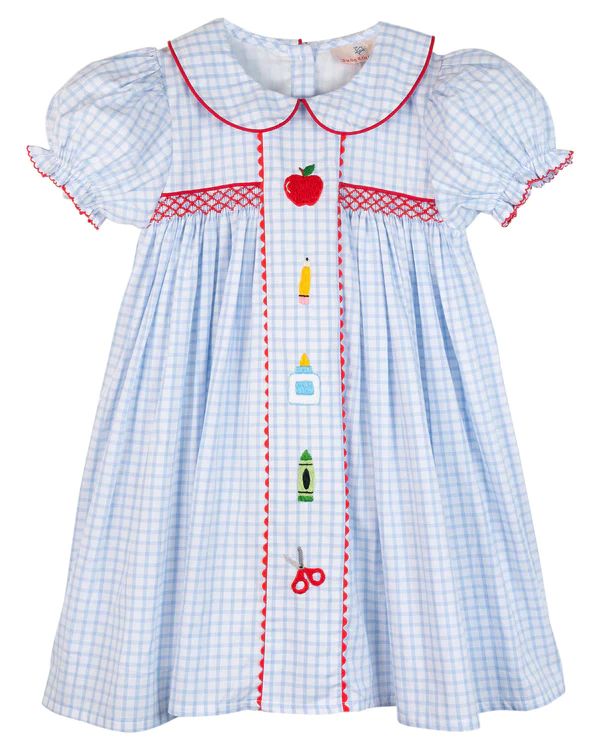 School Supplies Hand Embroidered Dress | Smockingbird Kids