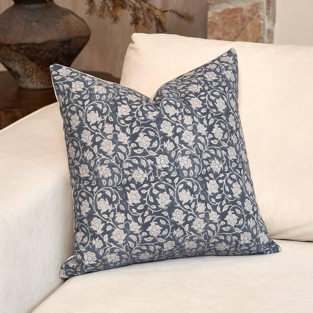 DOMVITUS Floral Pillow Covers 20x20, Throw Pillows for Couch, Block Print Pillow Cover, Decorativ... | Amazon (US)