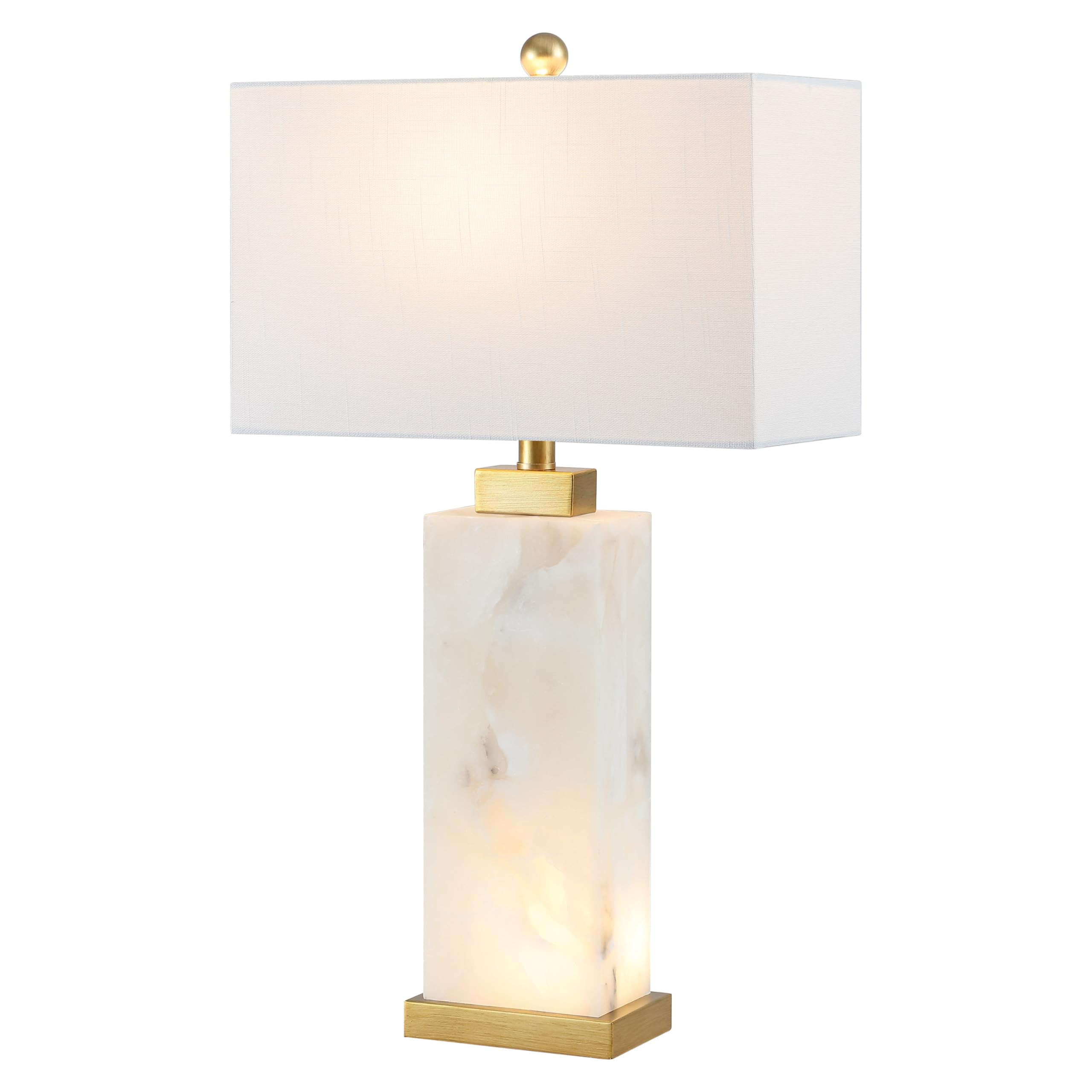 JONATHAN Y 27.5" White/Gold Modern Alabaster LED Table Lamp for Home Decor, White Linen Shade, Co... | Amazon (US)