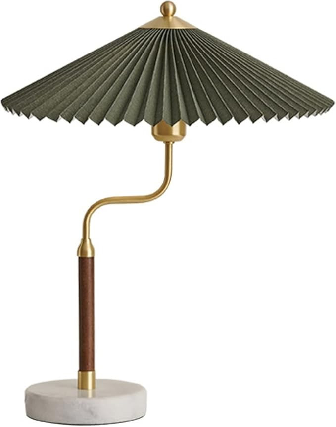 LED Desk Lamp Retro Table Lamps Metal Bedside Table Lamps with Fabric Lampshade Pleated Umbrella ... | Amazon (US)