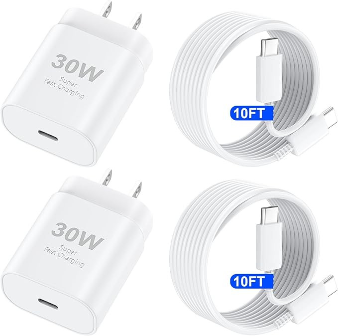 iPhone 16 15 Pro Max Charger Fast Charging USB C Charger Block, 30W USB-C Charger with 10 FT Type... | Amazon (US)