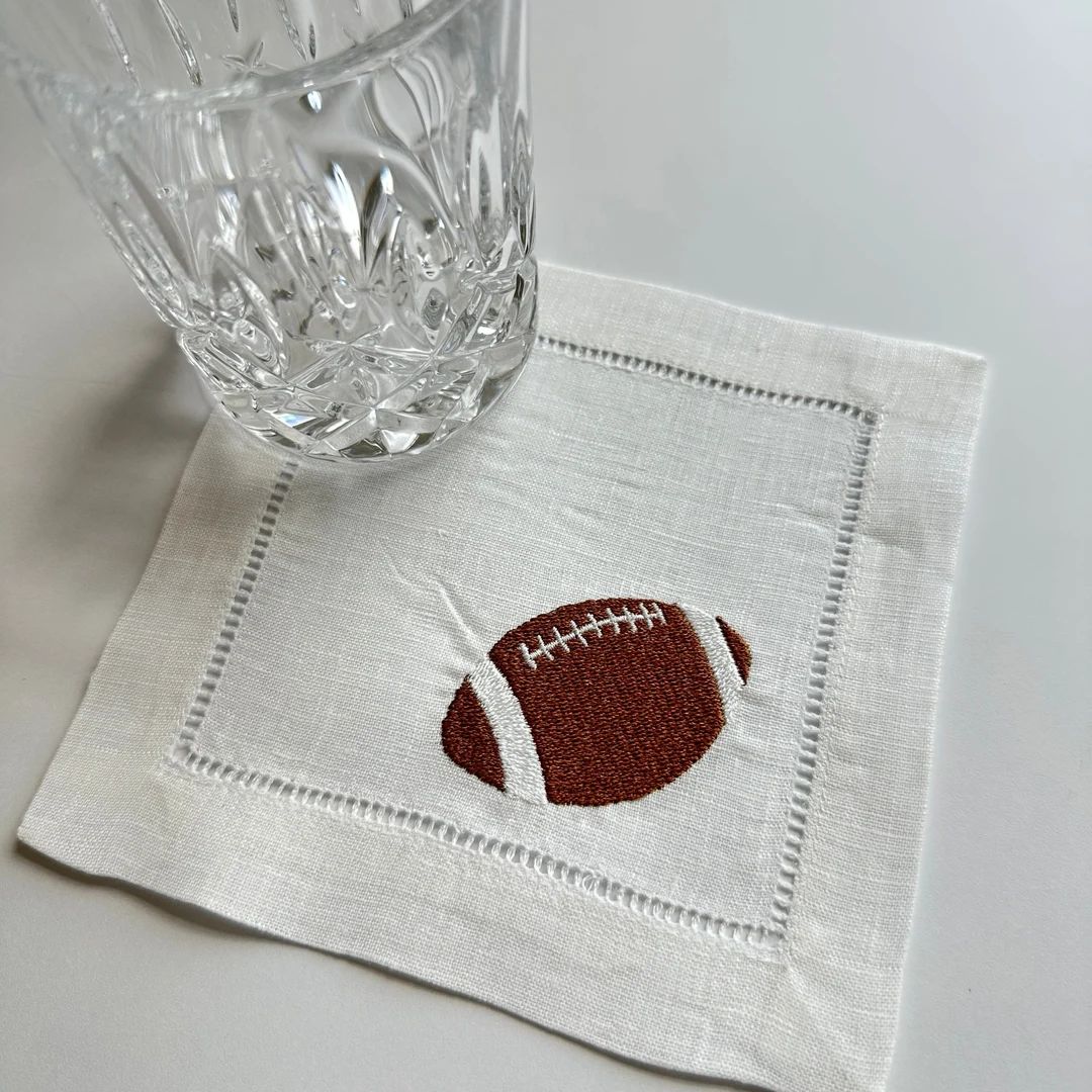 Embroidered Football Cocktail Napkins, American Football Birthday Custom Napkins, Embroidered Sup... | Etsy (US)