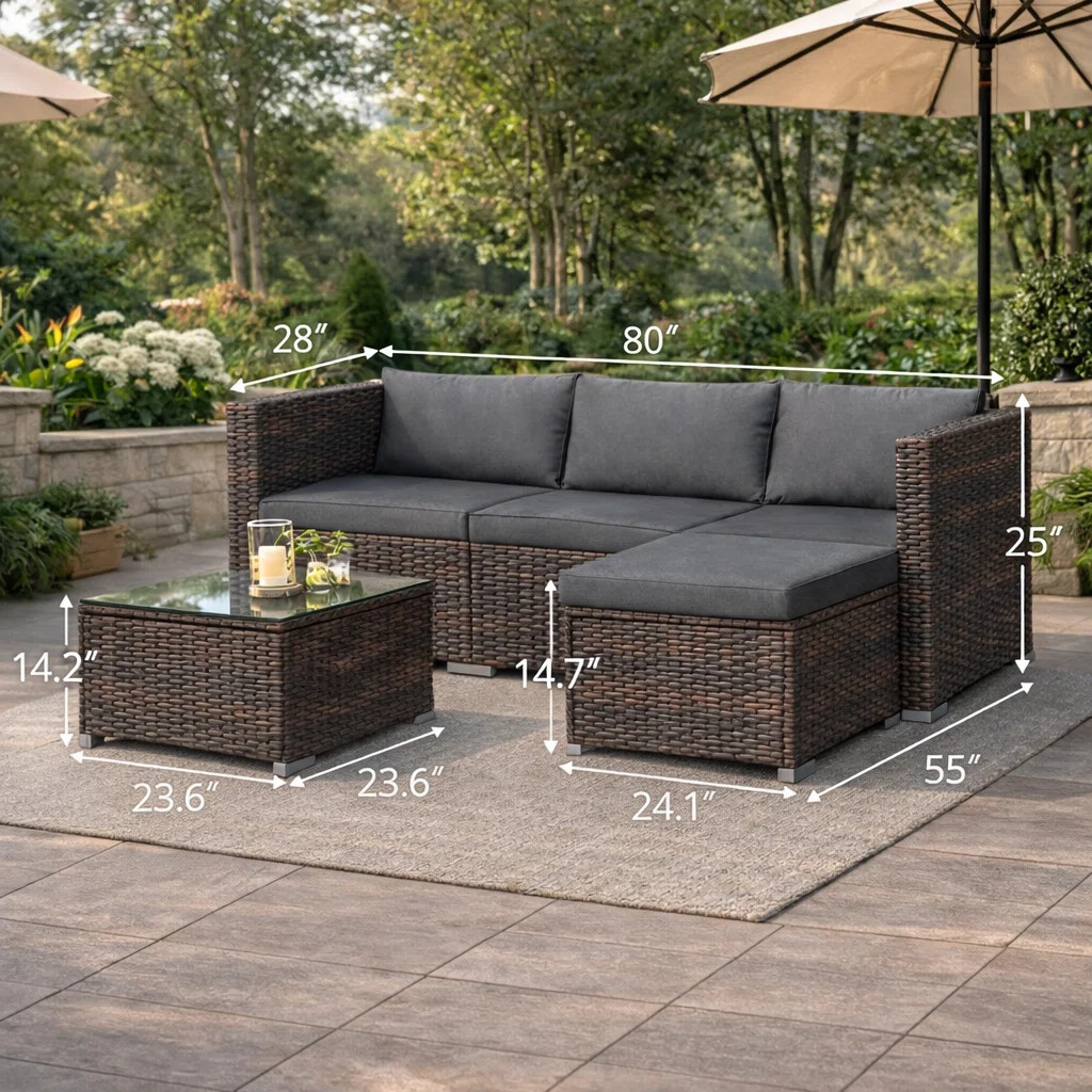 Wicker 3 - Person Modular Patio Conversation Sets with Cushions | Wayfair North America