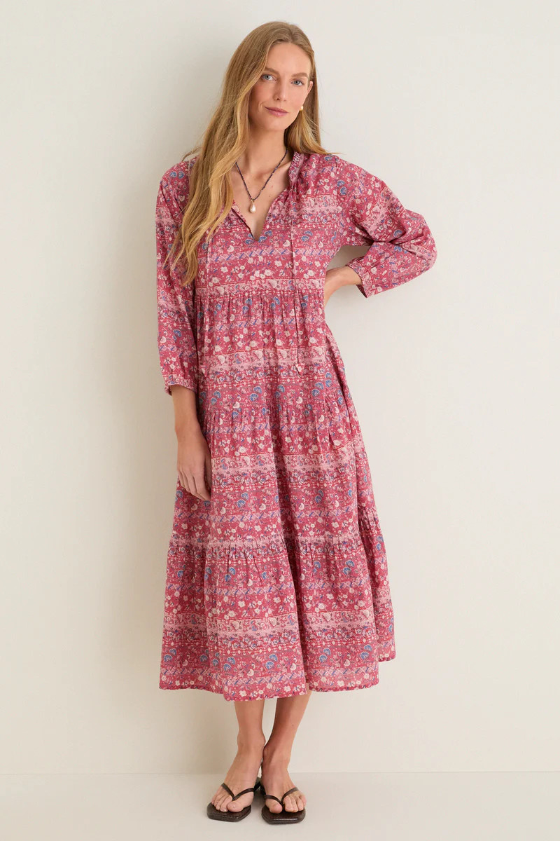 Americana Batik Stripe Long Sleeve Salty Paloma Caftan | Tuckernuck (US)