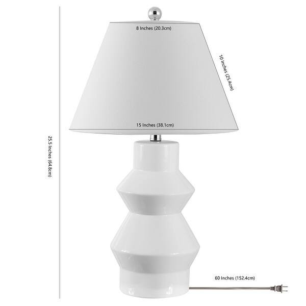 SAFAVIEH Lighting Larcia 26-inch Geometric Ceramic LED Table Lamp - 15" W x 15" L x 25.5" H | Bed Bath & Beyond