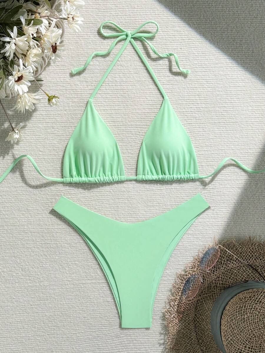 Home/Women Apparel/Women Clothing/Women Beachwear/Women Bikini Sets/SHEIN Swim Woman's Sexy Spagh... | SHEIN