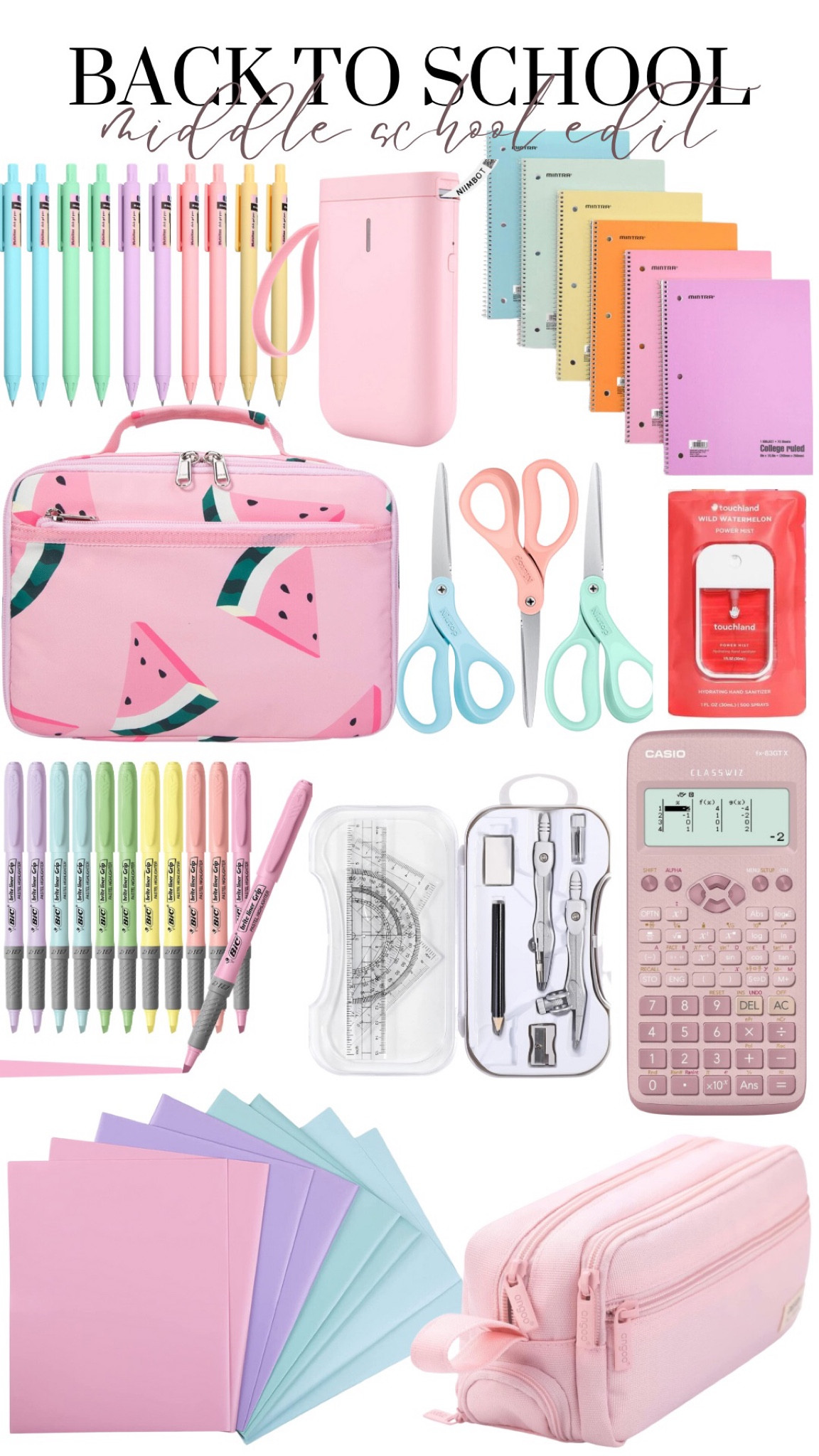 Back To School Pink Graphing Calculator Case, Pastel Plastic Folders, Pink Pencil Case, Pastel Gel Pens, Watermelon Insulated Lunchbox, Pastel Papermate Highlighters, Pink Back To School Items 

#LTKFind #LTKBacktoSchool #LTKsalealert