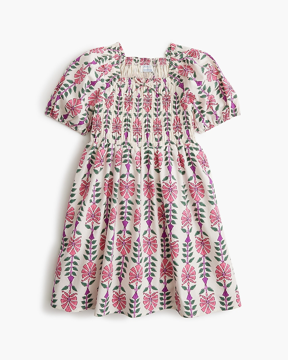 Girls' block-print smocked dress | J.Crew Factory