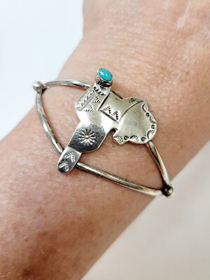 Vintage Native American Sterling Horse Saddle Turquoise Cuff Bracelet J.A.C.  | eBay | eBay US