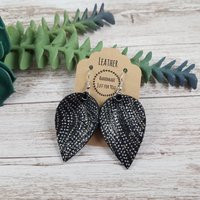 Small Black Gold Silver Suede Earrings/Metallic Pinched Leaf Leather Earring/Gift For Her Under 10/Dangle & Drop Statement Petal Earrings | Etsy (US)