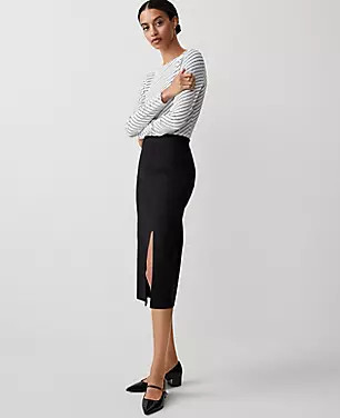 Long Ponte Slit Pencil Skirt | Ann Taylor (US)