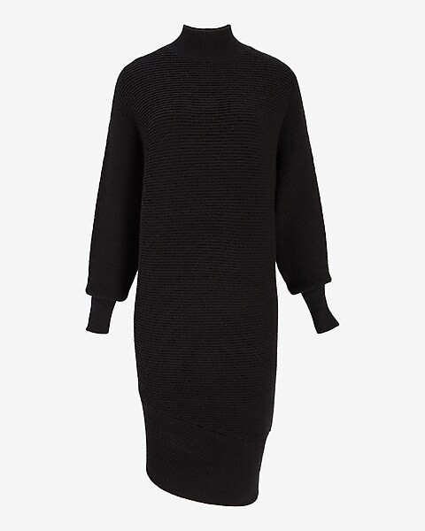 Turtleneck Asymmetrical Hem Midi Sweater Dress | Express