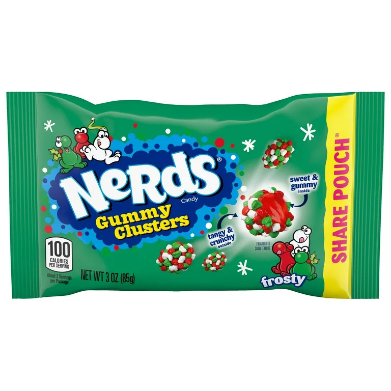 NERDS Frosty Gummy Clusters Share Pouch, Holiday Nerds, Red and Green Gummy Candies, 3 oz | Walmart (US)