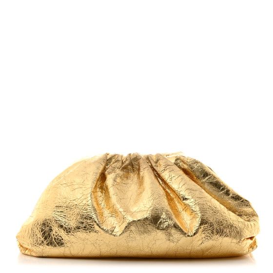 Metallic Crinkled Lambskin The Pouch Oversized Clutch Oro | FASHIONPHILE (US)