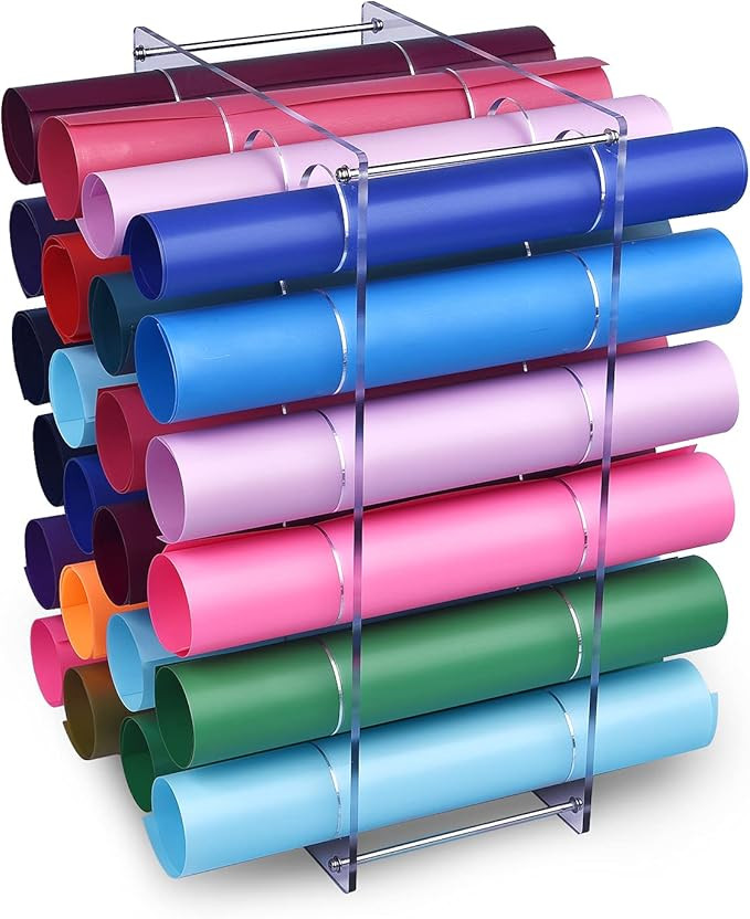 DROLE Vinyl Roll Storage Rack 24 Holes Vinyl Roll Holders for Craft Room Organizers and Storage 1... | Amazon (US)