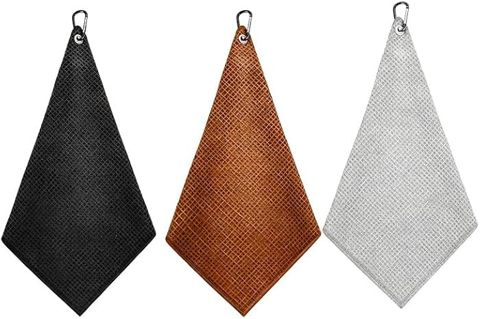 3Pcs Golf Towel Set with Carabiner Clip,11.8x11.8 Inch Absorbent Cleaning Towels for Golf Bag, Cl... | Amazon (US)