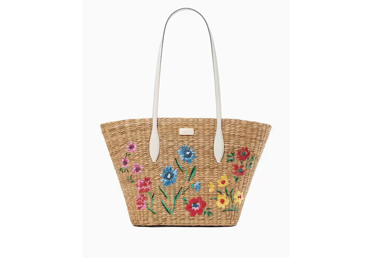 Garden Bouquet Embroidered Straw Tote | Kate Spade Outlet