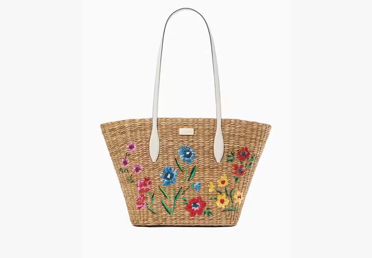 Garden Bouquet Embroidered Straw Tote | Kate Spade Outlet
