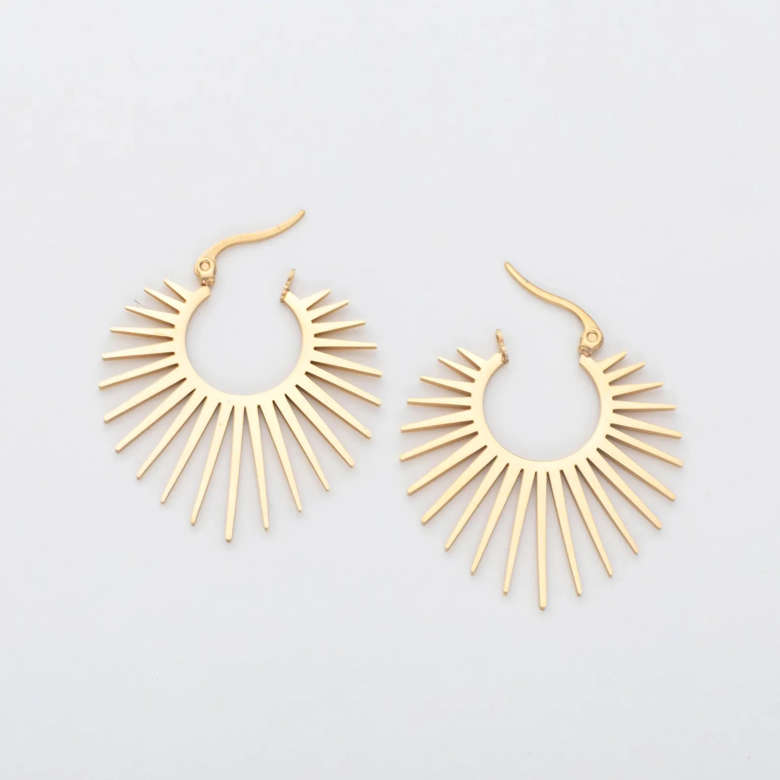 Water-Resistant Stainless Steel Dainty Gold Sunrise Hoop Earrings – Subtle Shine for Daily Wear | Etsy (Global)