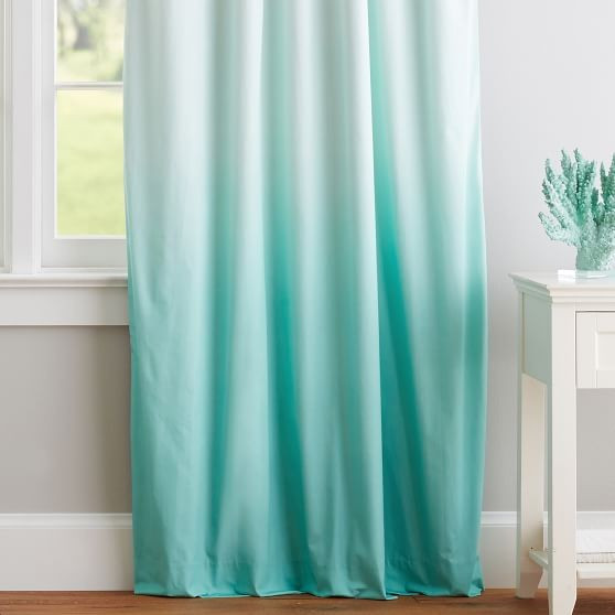 Ombre Blackout Curtain - Set of 2, 63", Turquoise | Pottery Barn Teen
