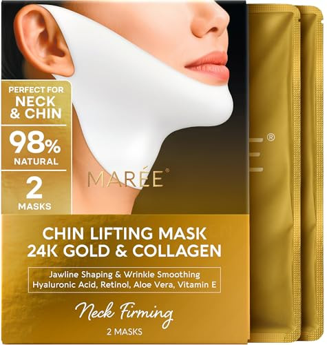 MAREE V Line Lifting Mask with 24K Gold – Deep Collagen Face Mask for Women – Jawline Shaper Mask with Retinol & Hyaluronic Acid – Neck Tightening & Firming – Double Chin Strap for Face Lift | Amazon (US)