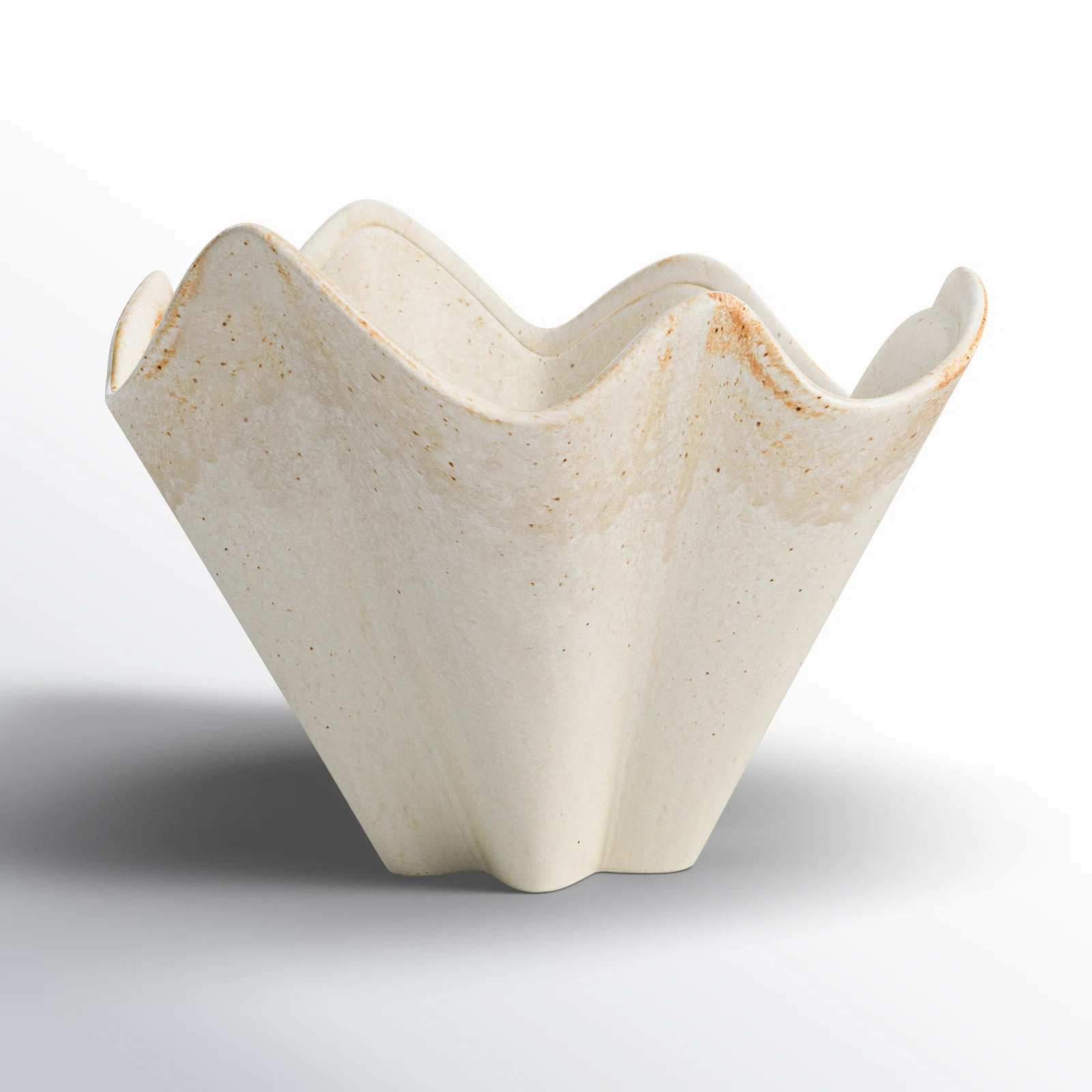 Round Stoneware Ruffled Bowl with Reactive Glaze | Wayfair North America