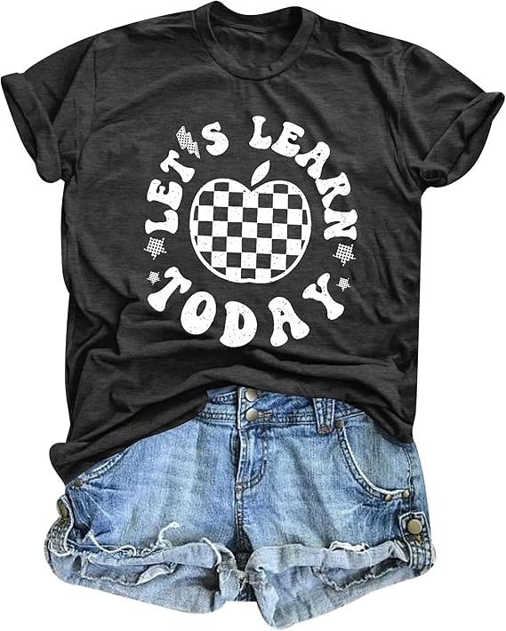 ASTANFY Let's Learn Today Teacher Shirts Women Back to School Teacher Life T-Shirt Teacher Gift C... | Amazon (US)
