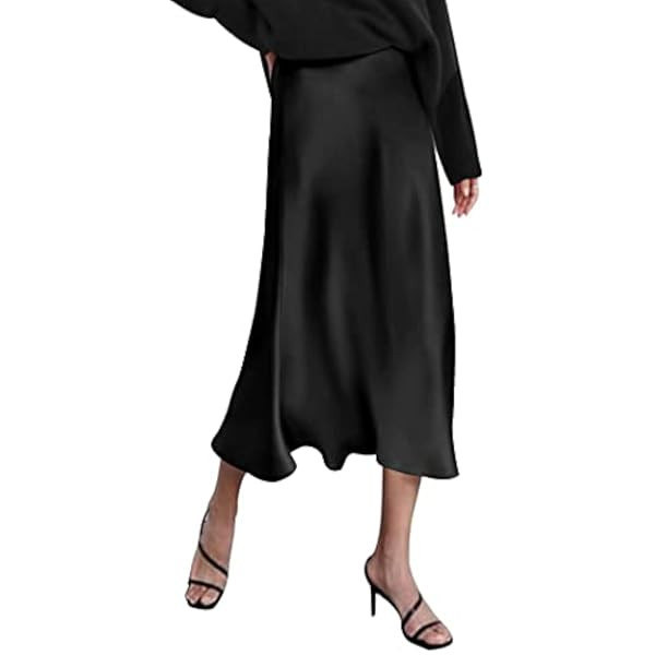 BTFBM 2023 Women's Long Satin Summer Fall Skirt Silk Elegant High Waist Cocktail Party Wedding Flare | Amazon (US)