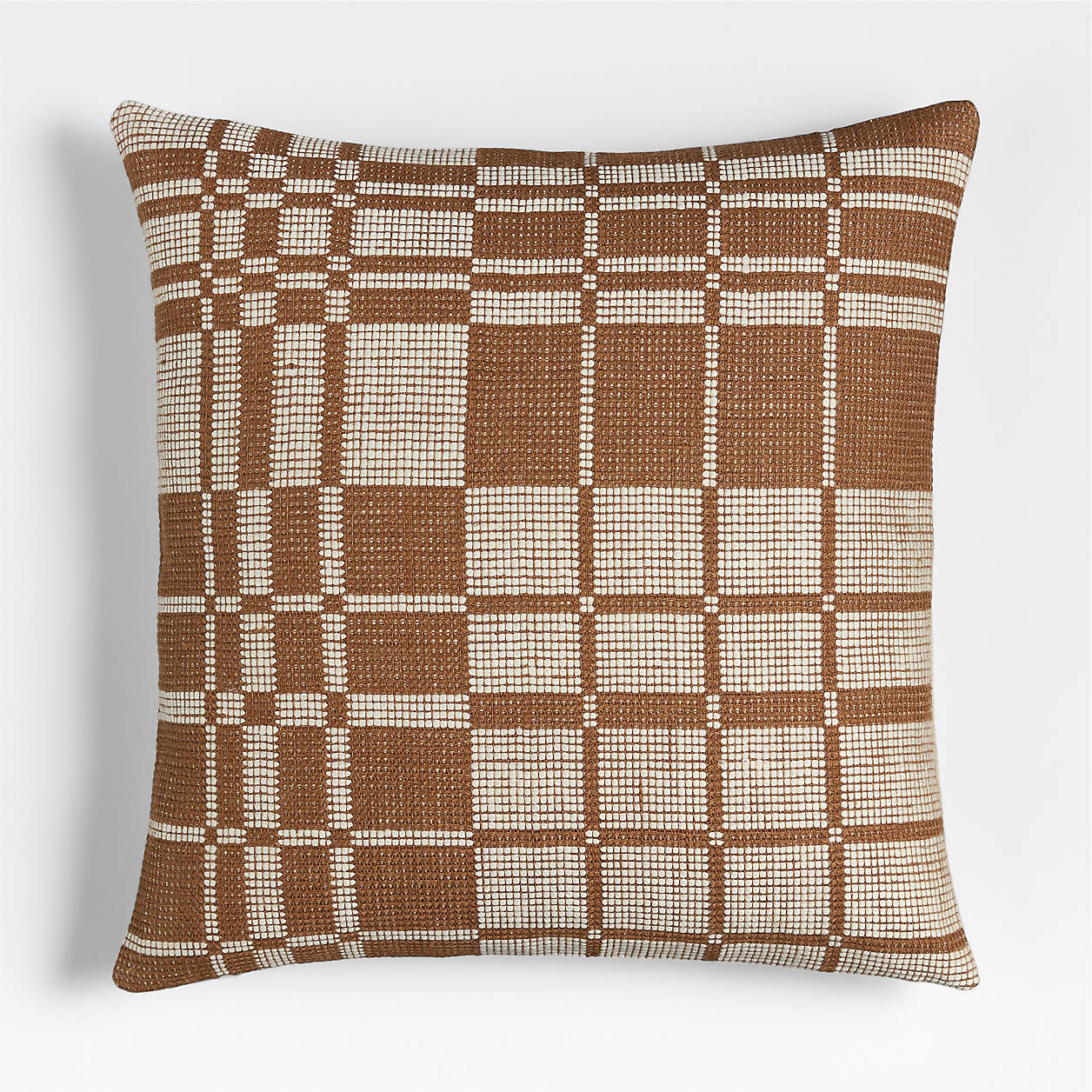 Wool/Linen Plaid 23"x23" Maple Brown Throw Pillow with Feather Insert + Reviews | Crate & Barrel | Crate & Barrel